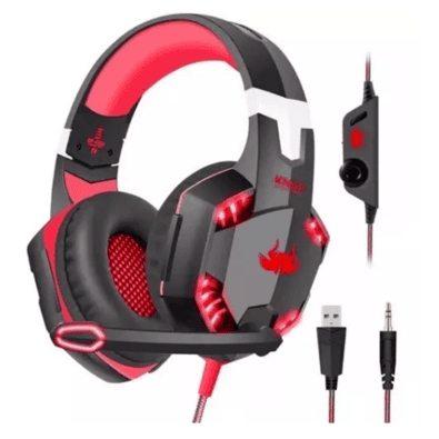 Headset Gamer Knup 455a, Conexão p2 e USB, Preto Vermelho