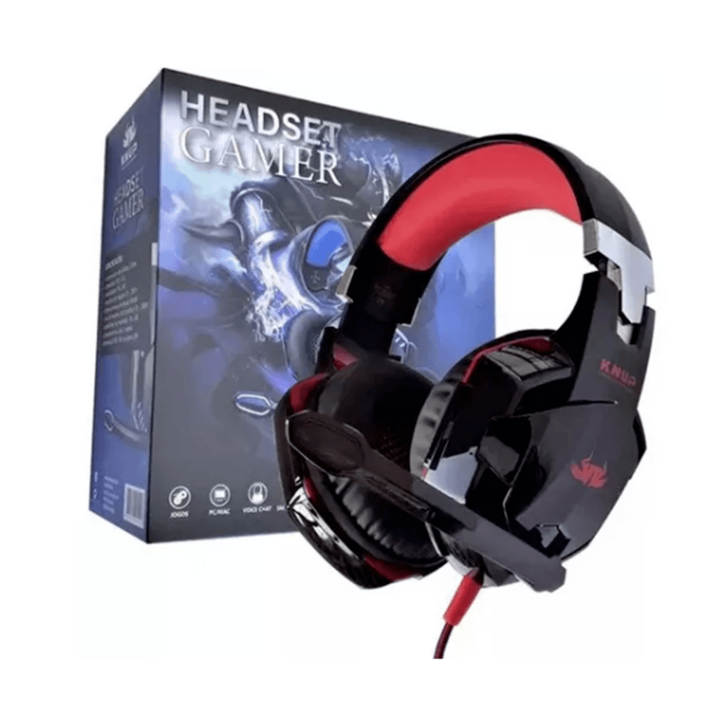Imagem 3 de 3 do produto Headset Gamer Knup 455a, Conexão p2 e USB, Preto Vermelho