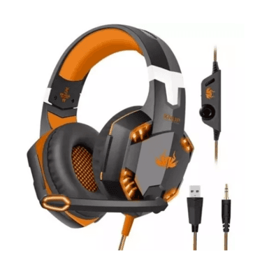 Headset Gamer, Com Fio, Knup 455a, Conexão P2 e USB, Preto e Laranja