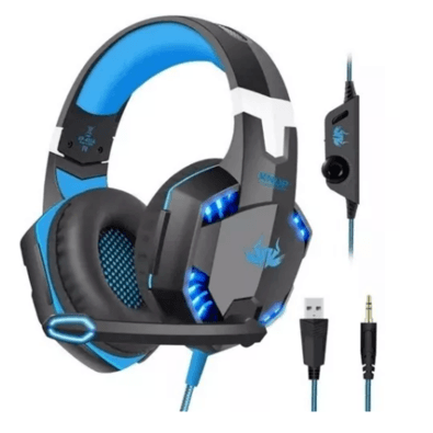 Headset Gamer, Com Fio, Knup 455a, Conexão P2 e USB, Preto e Azul