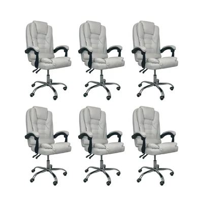 Kit 6 Cadeiras De Escritório Oficial Webshop, Presidente, Peso Recomendado: 120 kg, Reclinável, Ajustável, Branca