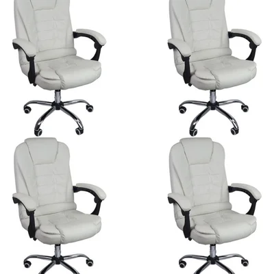 Kit 4 Cadeiras De Escritório Oficial Webshop, Presidente, Peso Recomendado: 120 kg, Reclinável, Ajustável, Branca