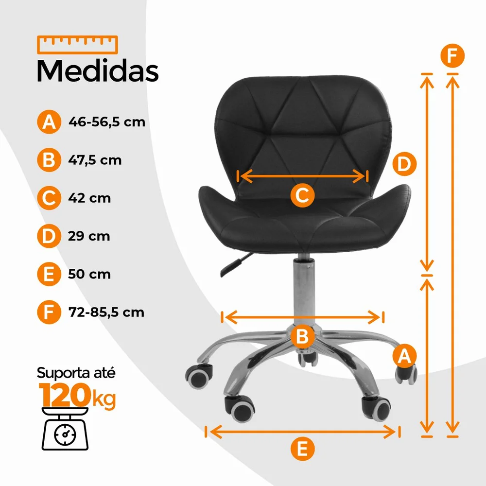 Imagem 3 de 5 do produto Kit 15 Cadeiras Office Eiffel Slim Oficial Webshop, Ajustável, Giratória, Preta