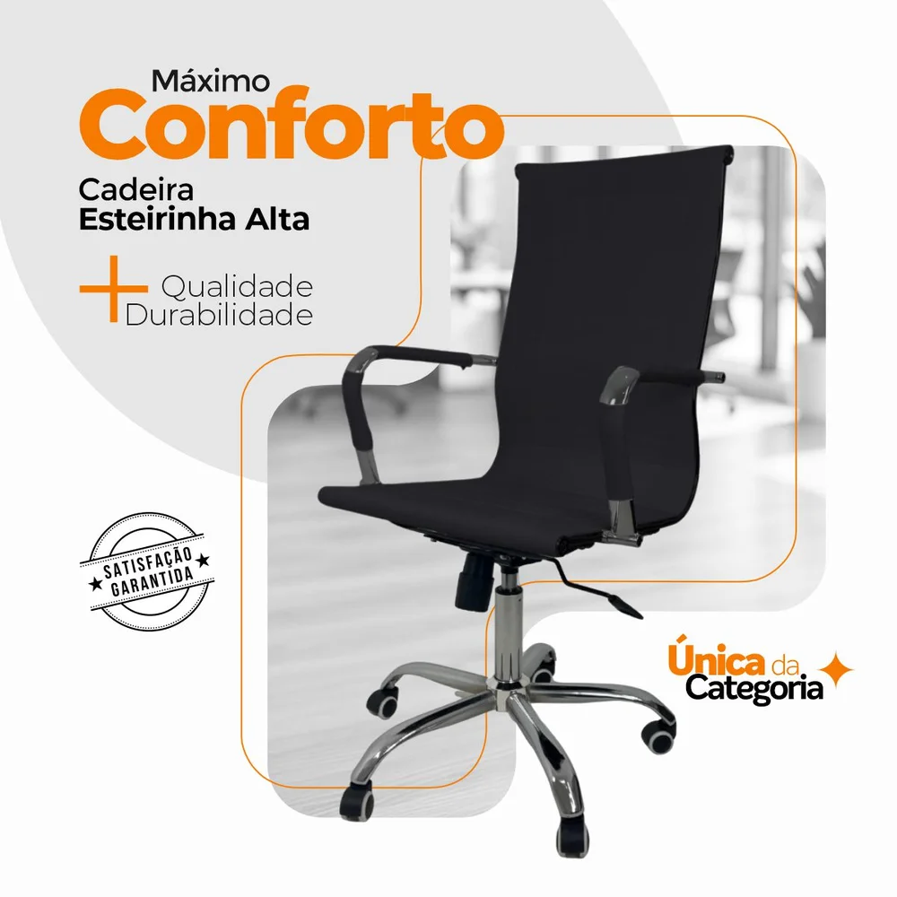 Imagem 3 de 5 do produto Kit 4 Cadeira Escritório Oficial Webshop Esteirinha, Peso Recomendado: 120 kg, Giratória, Alta, Ajustável, Preto