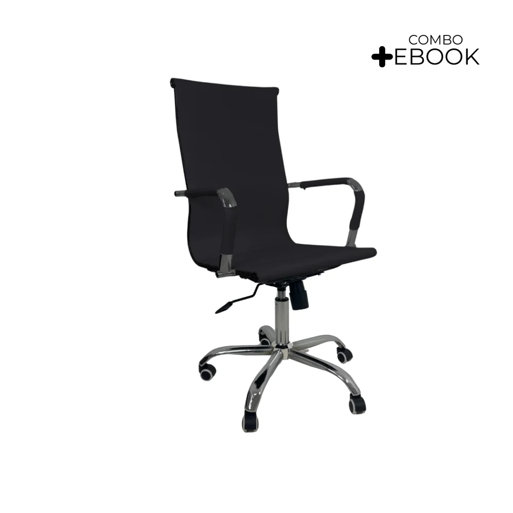 Imagem 4 de 5 do produto Kit 4 Cadeira Escritório Oficial Webshop Esteirinha, Peso Recomendado: 120 kg, Giratória, Alta, Ajustável, Preto