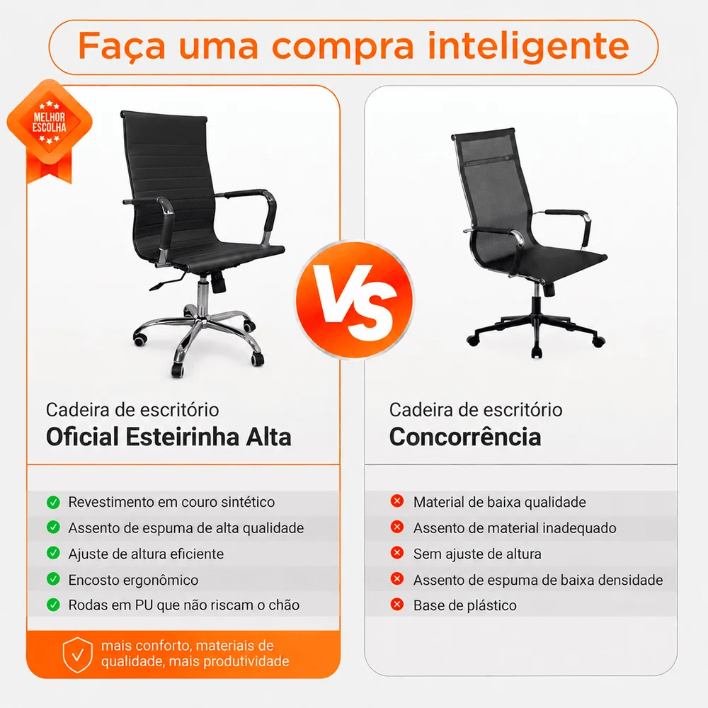 Imagem 3 de 5 do produto Kit 4 Cadeira Escritório Oficial Webshop Esteirinha, Peso Recomendado: 120 kg, Giratória, Alta, Ajustável, Preto