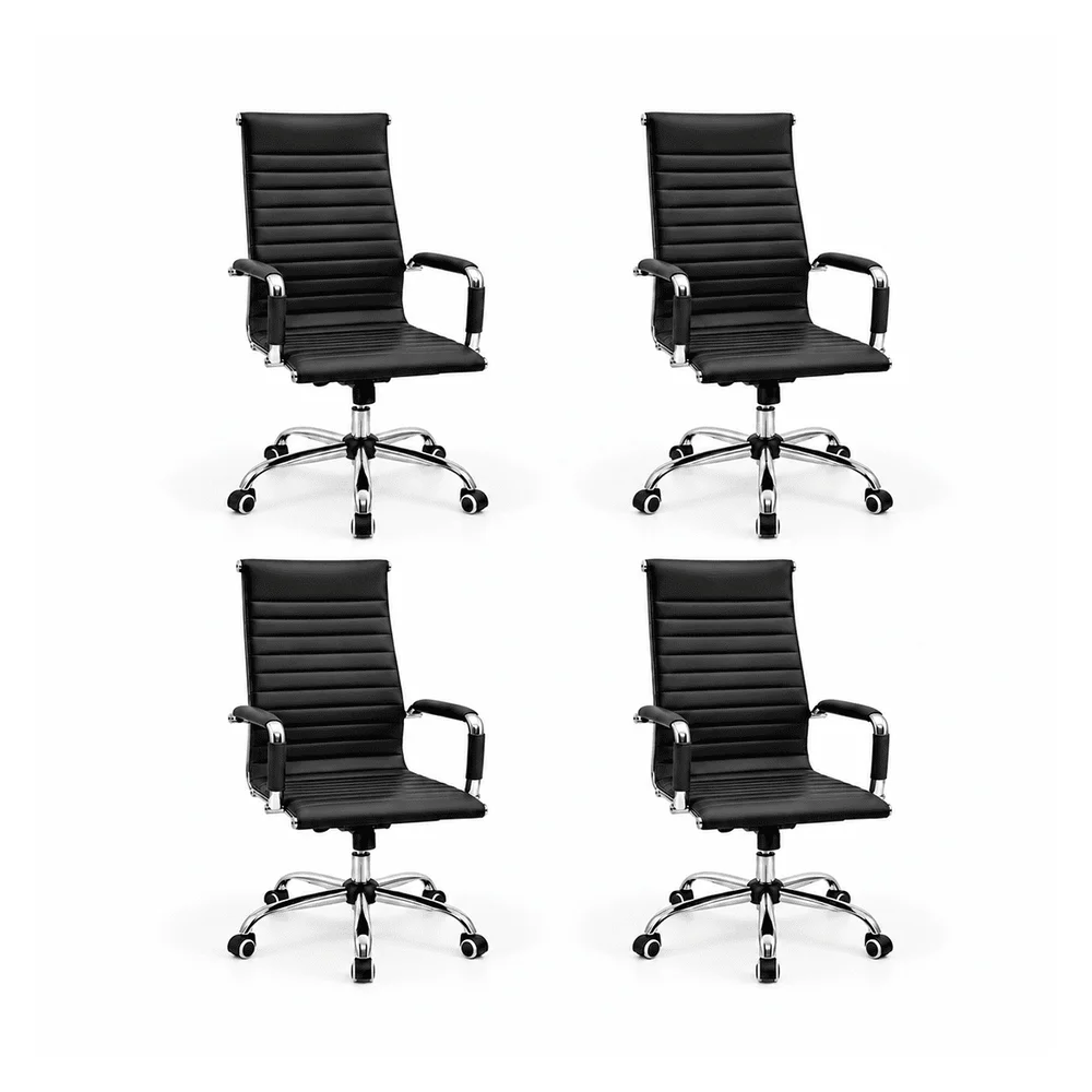 Imagem 5 de 5 do produto Kit 4 Cadeira Escritório Oficial Webshop Esteirinha, Peso Recomendado: 120 kg, Giratória, Alta, Ajustável, Preto