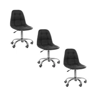 Kit 3 Cadeiras Office Eiffel Botonê Oficial Webshop, Ajustável, Base Giratória, Preto