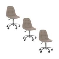 Kit 3 Cadeiras Office Oficial Webshop Eiffel Botonê, Peso Recomendado: 120 kg, Ajustável, Base Giratória, Bege
