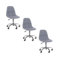 Kit 3 Cadeiras Office Oficial Webshop Eiffel Botonê, Peso Recomendado: 120 kg, Ajustável, Base Giratória, Cinza