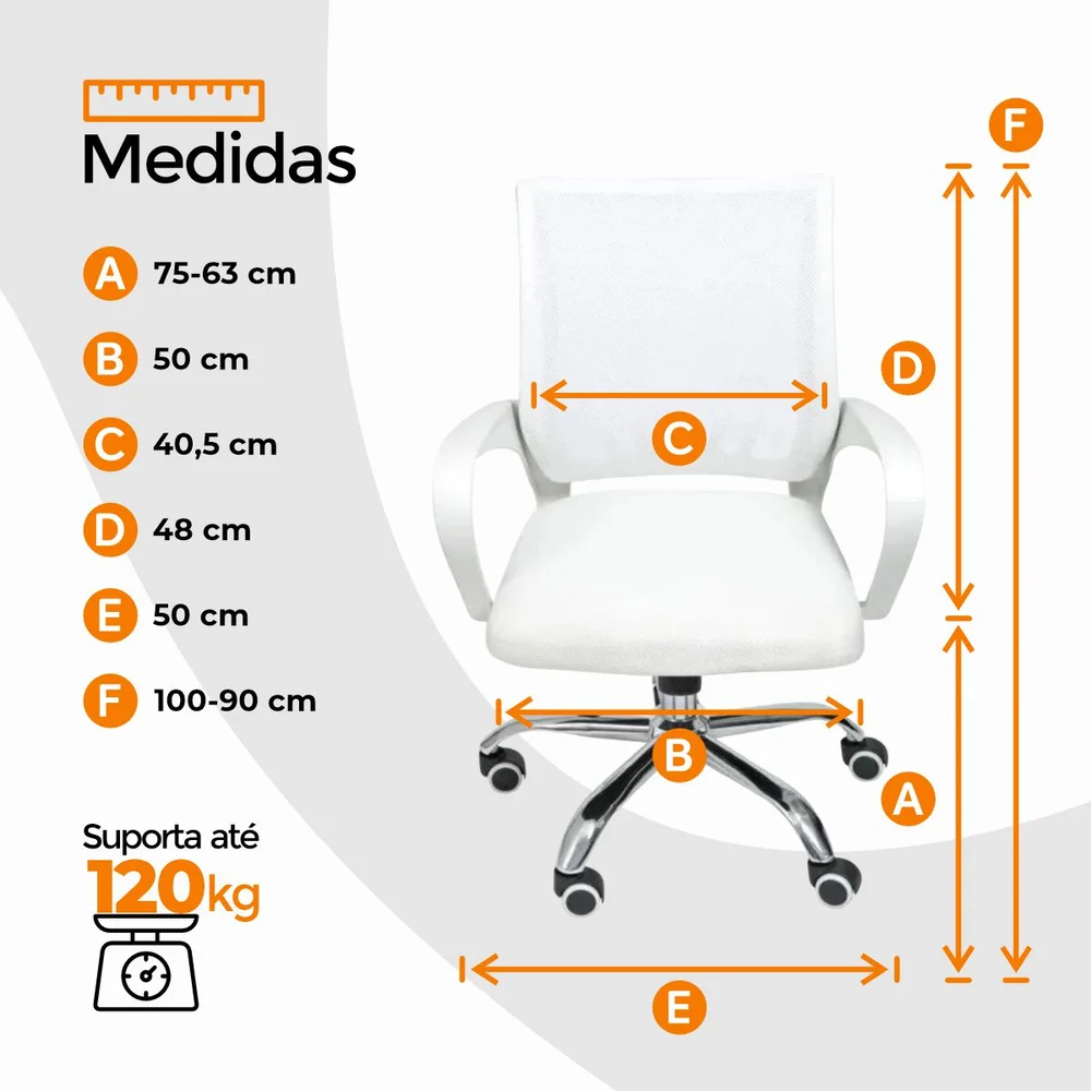 Imagem 3 de 5 do produto Kit 15 Cadeiras De Escritório Oficial Webshop Begonia, Tela Mesh, Peso Recomendado: 120 kg, Ergonômico, Branca