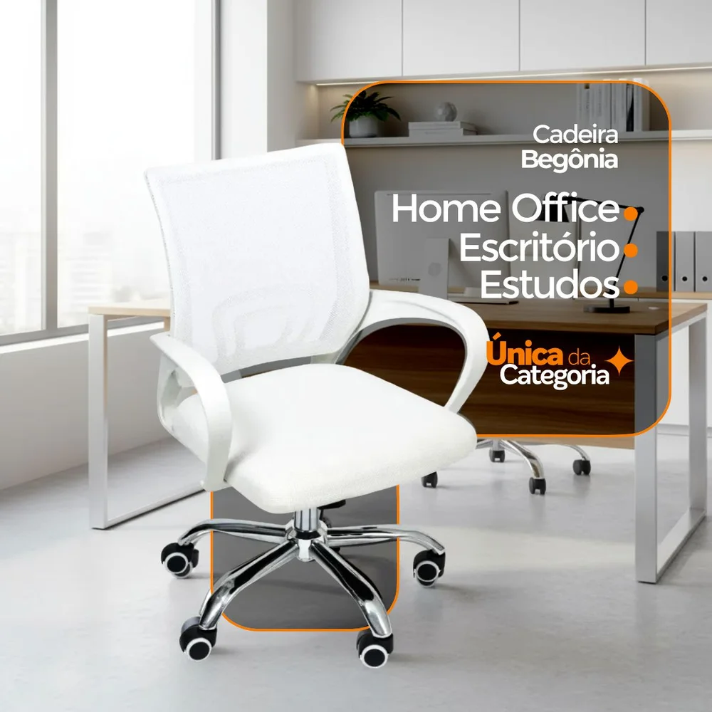 Imagem 5 de 5 do produto Kit 15 Cadeiras De Escritório Oficial Webshop Begonia, Tela Mesh, Peso Recomendado: 120 kg, Ergonômico, Branca