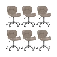 Kit 6 Cadeiras Office Oficial Webshop Eiffel Slim, Peso Recomendado: 120 kg, Ajustável, Base Giratória, Bege