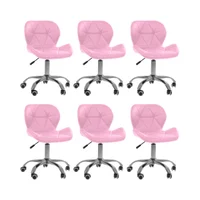 Kit 6 Cadeiras Office Oficial Webshop Eiffel Slim, Ajustável, Base Giratória, Rosa