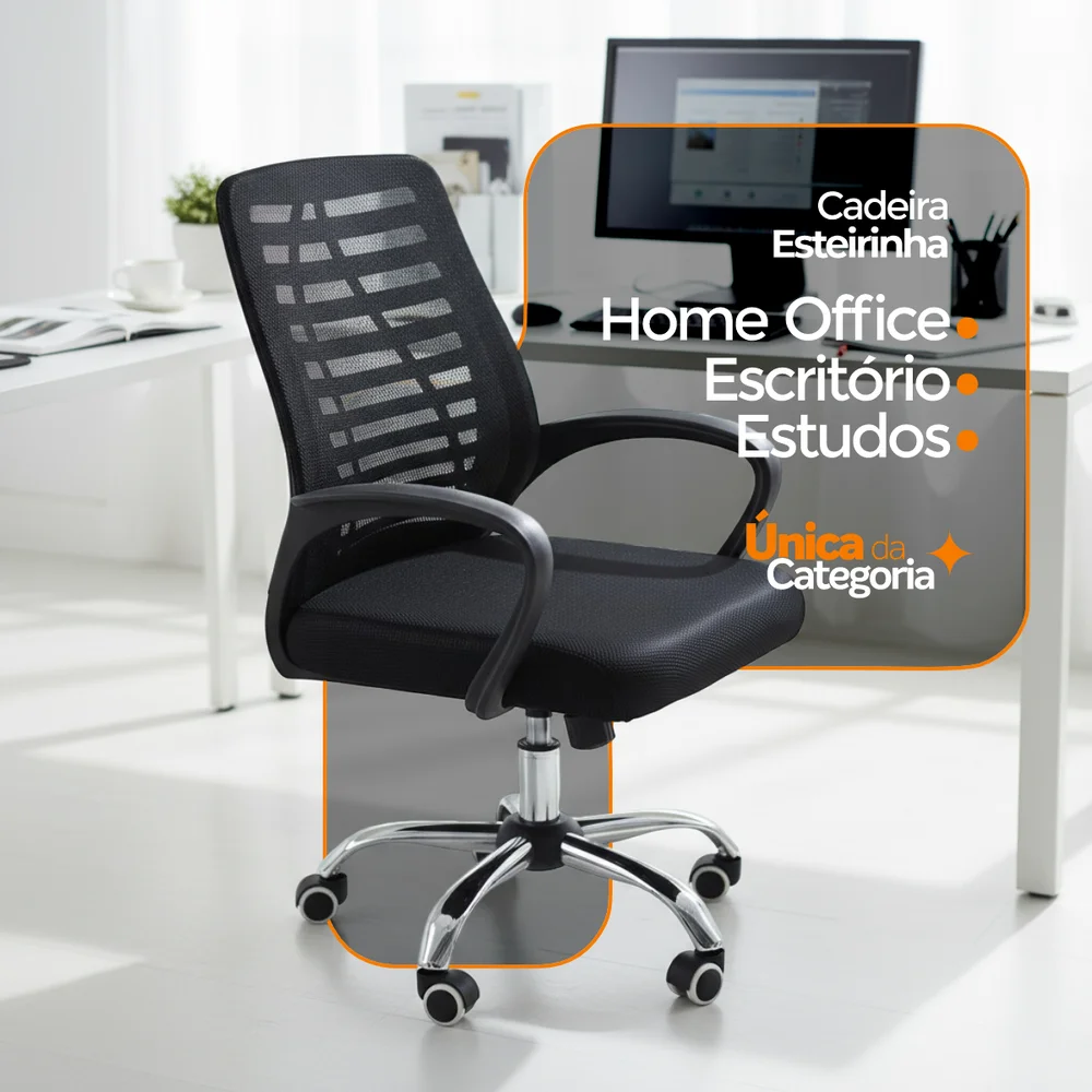 Imagem 2 de 5 do produto Kit 15 Cadeiras De Escritório Oficial Webshop Esteirinha, Peso Recomendado: 120 kg, Tela Mesh, Giratória, Preta