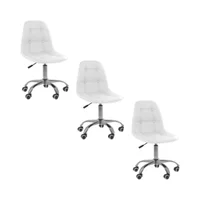 Kit 3 Cadeiras Office Oficial Webshop Eiffel Botonê, Ajustável, Base Giratória, Branco