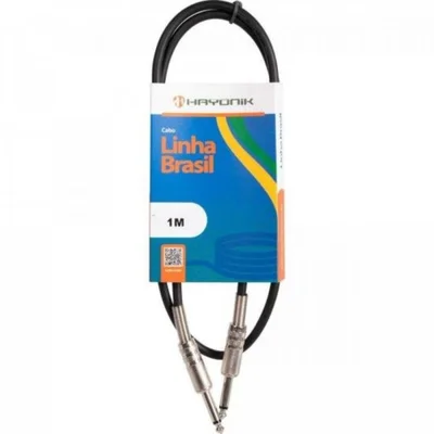 Cabo Para Instrumentos P10 X P10 1m Linha Brasil Preto Hayonik
