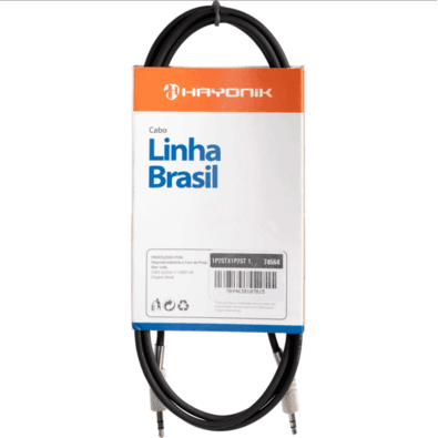 Cabo De Áudio Linha Brasil P2 Estéreo X P2 Estéreo 1,8m Preto Hayonik