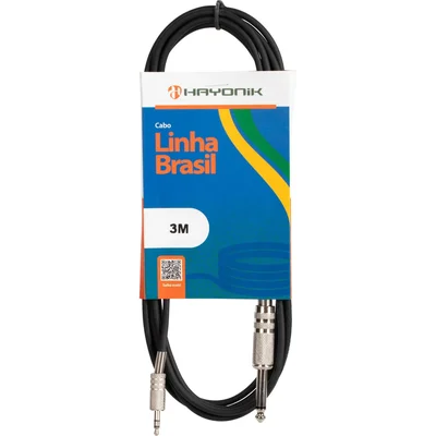 Cabo De Áudio Linha Brasil P2 Estéreo X P10 Mono 3m Preto Hayonik