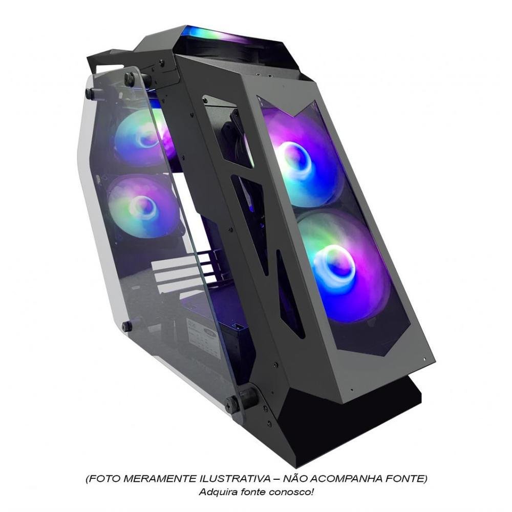 Imagem 4 de 5 do produto Gabinete Gamer M-atx Pixxo, Sem Fonte, USB, 06 Fans, RGB, Vidro Temperado - Htlk6s20a6