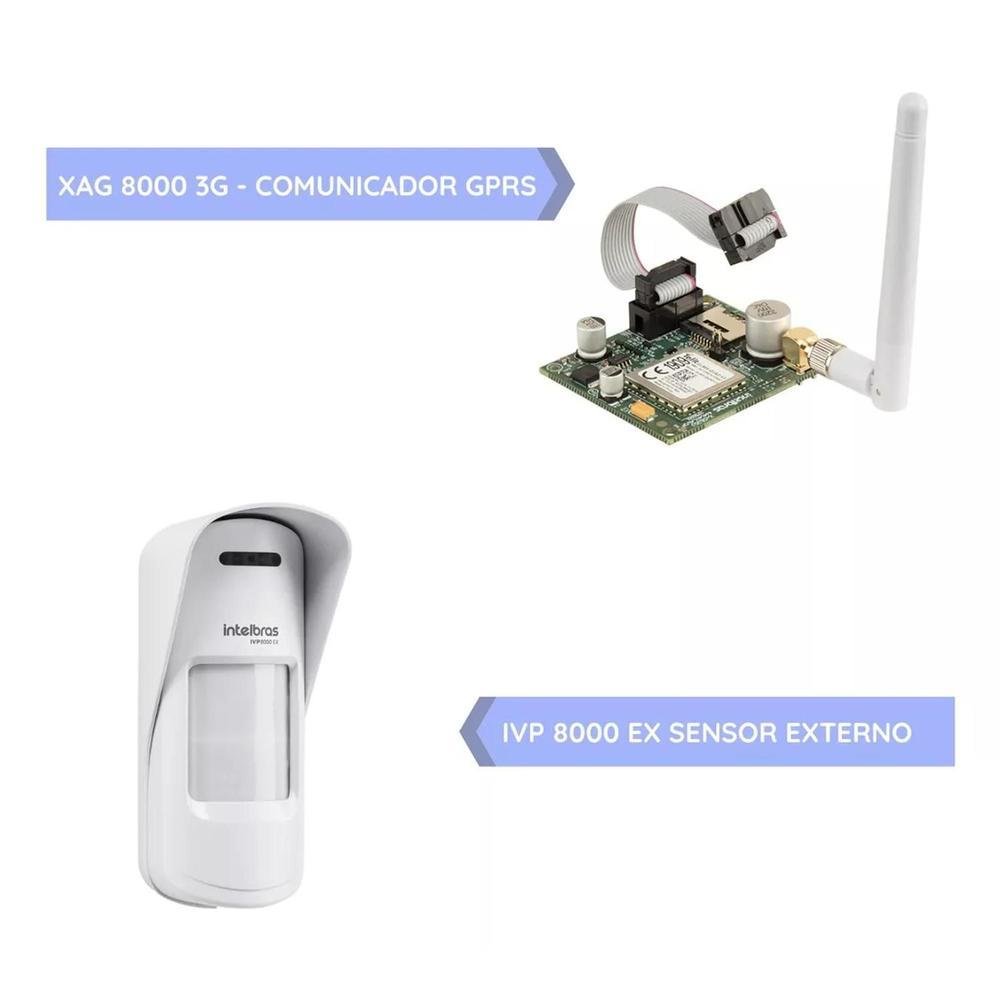 Kit Amt 8000 S/ Fio Sensores Gprs Teclado E Sirene Intelbras