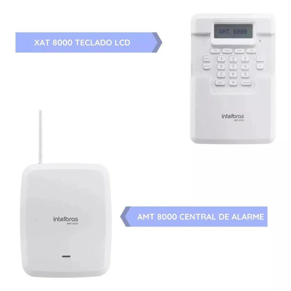 Kit Amt 8000 S/ Fio Sensores Gprs Teclado E Sirene Intelbras