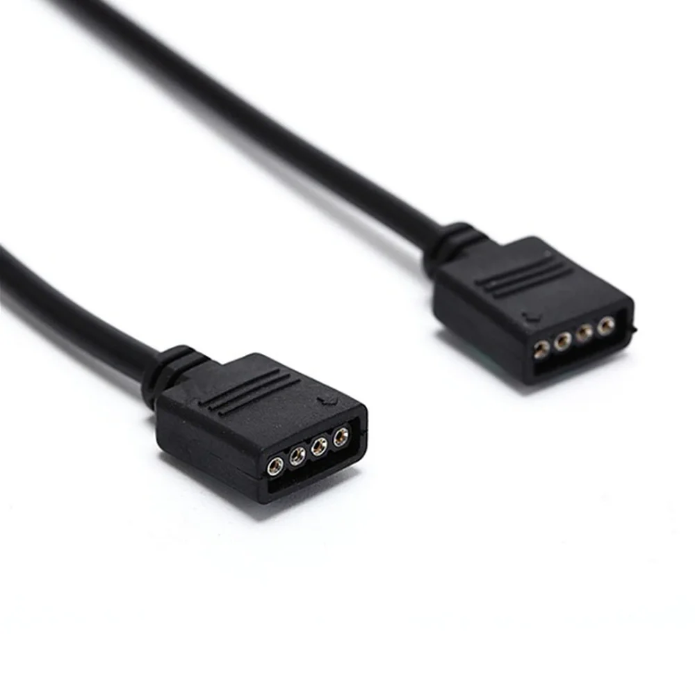 Cabo Extensor RGB, 4 Pinos 12V, Preto, 30cm, Para Cooler FAN e Fita de LED