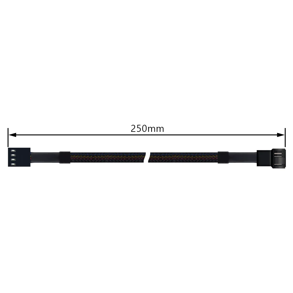 Imagem 5 de 5 do produto Cabo Extensor Para Fan PWM 4 Pinos, Trançado, Preto, 25cm, Compatível com 3 Pinos