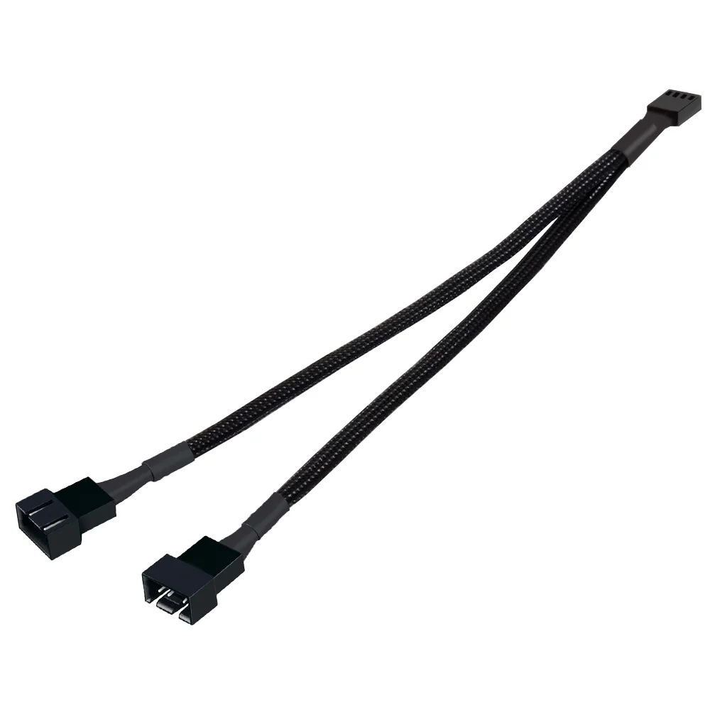 Imagem 2 de 5 do produto Cabo Adaptador Para Fan 4 Pinos PWM, 1 Para 2 Portas, Tipo Splitter, 25cm, Preto, Trançado