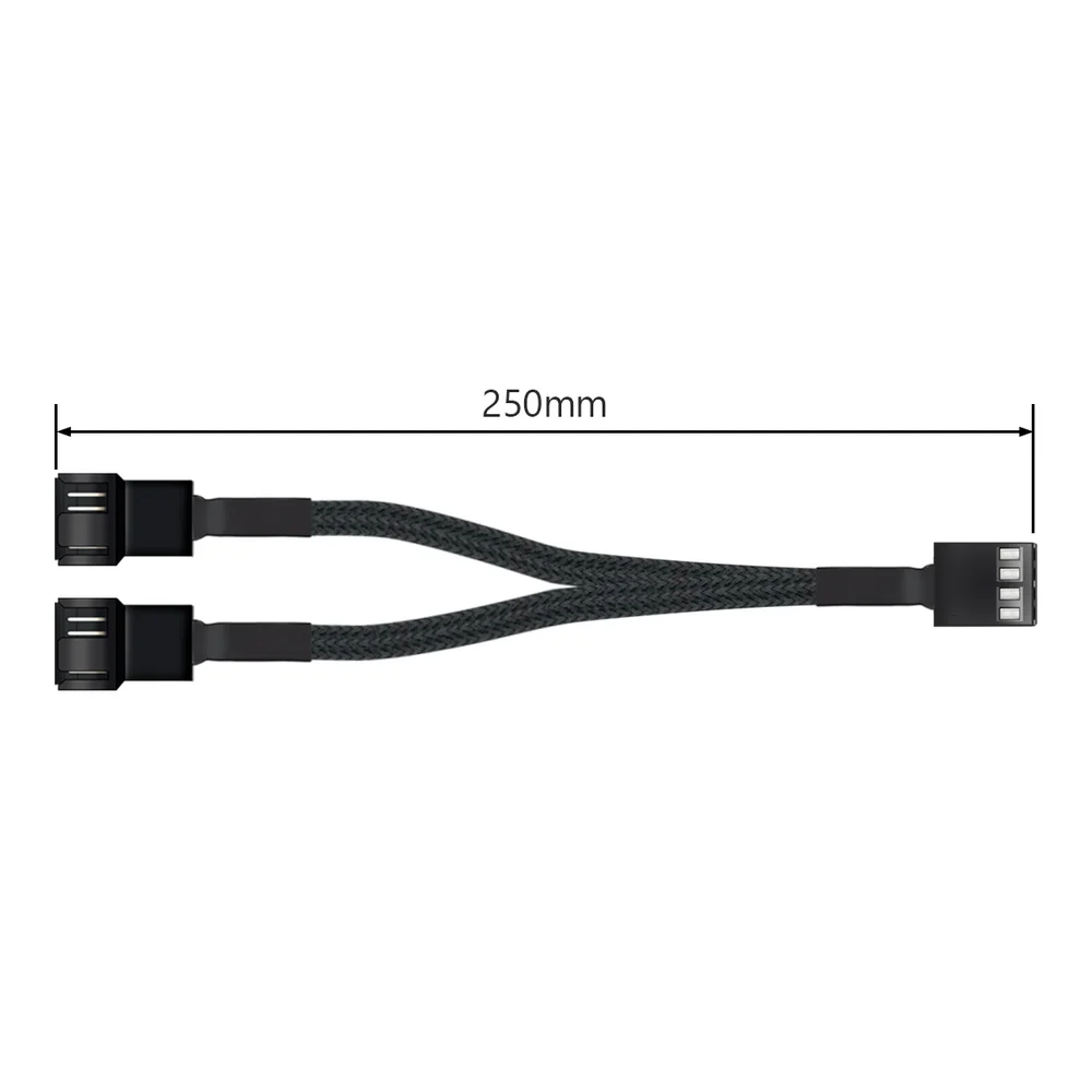Imagem 5 de 5 do produto Cabo Adaptador Para Fan 4 Pinos PWM, 1 Para 2 Portas, Tipo Splitter, 25cm, Preto, Trançado