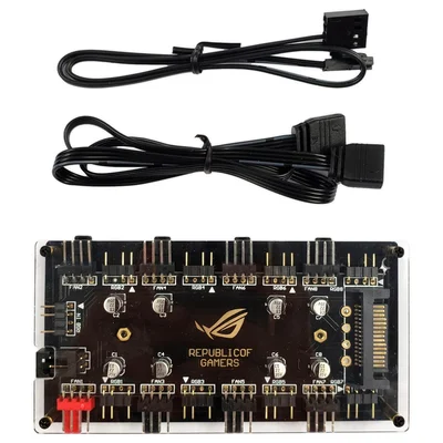 HUB 2 em 1 Controlador PWM 4 Pinos, LED ARGB 5V, 3 Pinos, 8 Portas, Alimentação Sata