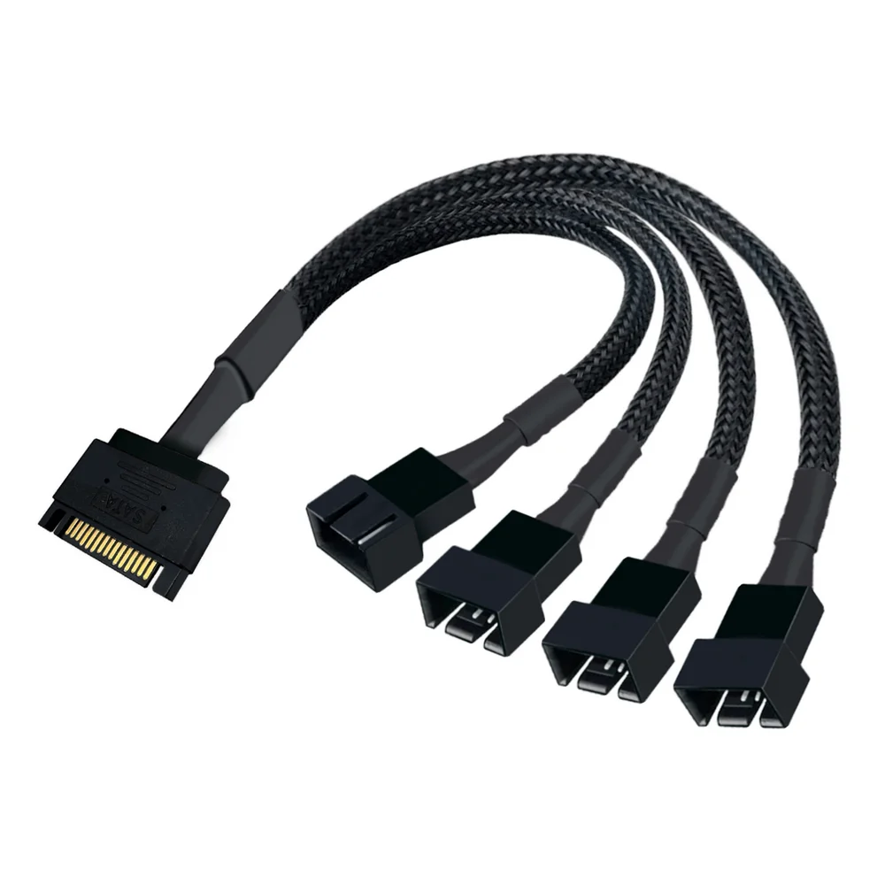 Imagem 2 de 5 do produto Cabo Splitter Para Cooler Fan 4 e 3 Pinos, Conector tipo PWM, 1 para 4 Saídas, Alimentação SATA