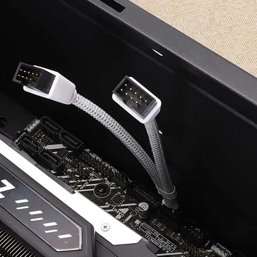 Imagem 3 de 5 do produto Cabo Adaptador USB 9 Pinos 2.0 da Placa Mãe, Branco, 2 Portas, Compatível com JUSB1 JUSB2