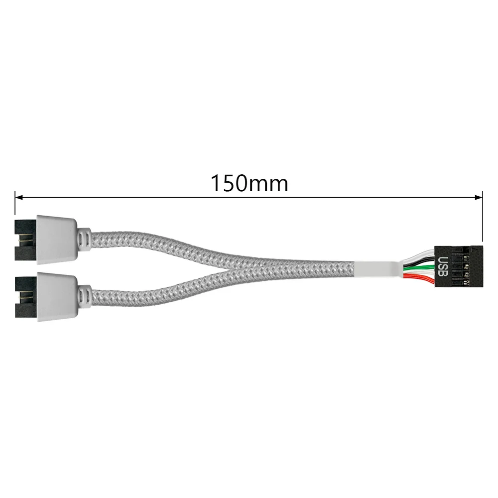 Imagem 5 de 5 do produto Cabo Adaptador USB 9 Pinos 2.0 da Placa Mãe, Branco, 2 Portas, Compatível com JUSB1 JUSB2