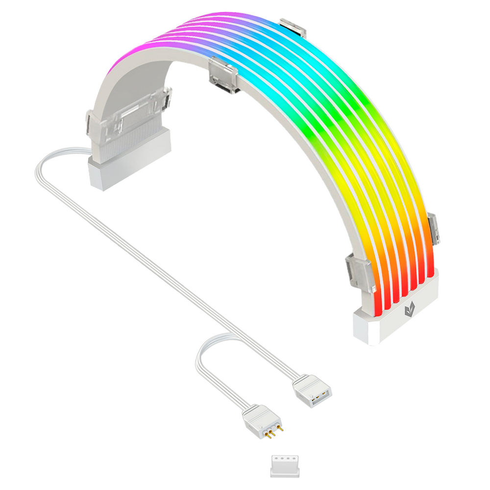 Barra de LED Neon, AL300 Coolmoon, ARGB 5V 3 Pinos, Guia Para Esconder Cabos da Fonte, Branco