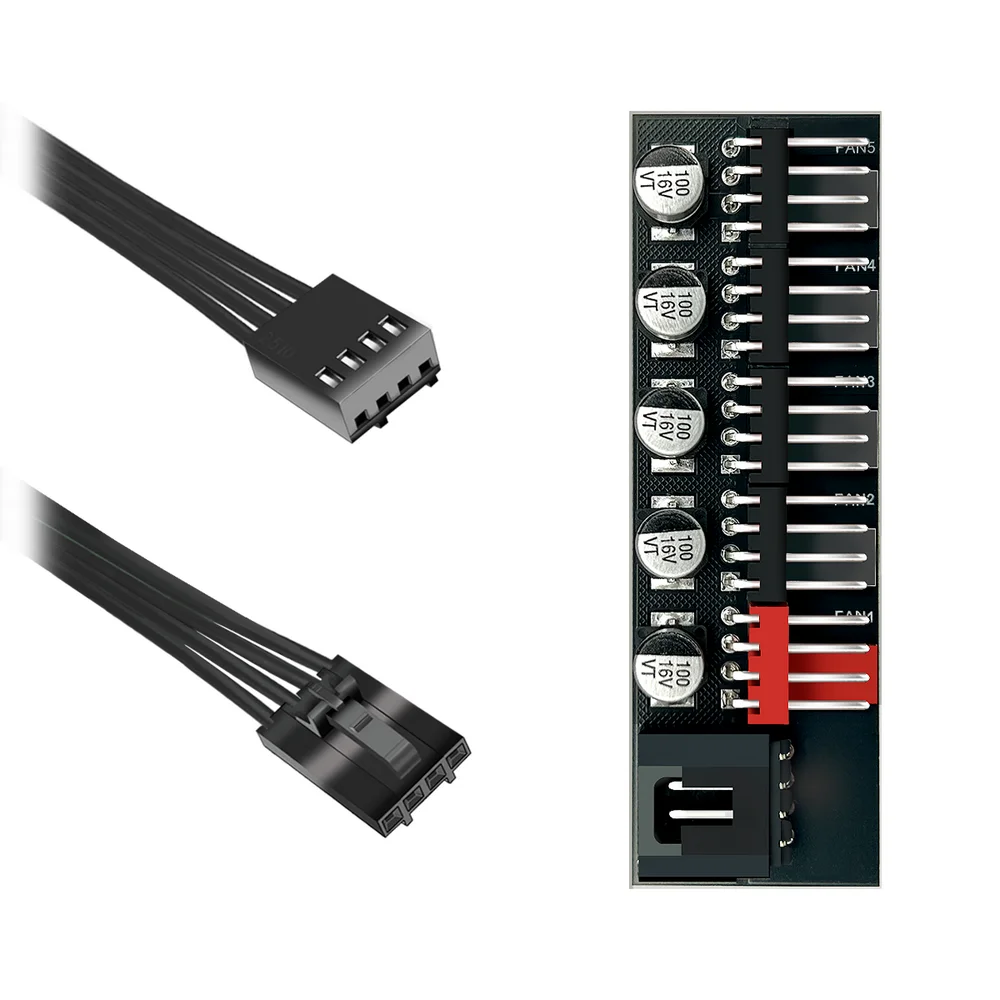 Hub Multi Fans, Para 5 Cooler, 3 E 4 Pinos, Controle Pwm 5