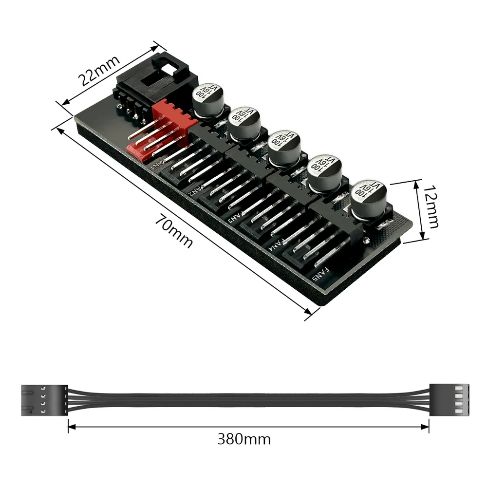 Hub Multi Fans, Para 5 Cooler, 3 E 4 Pinos, Controle Pwm 8