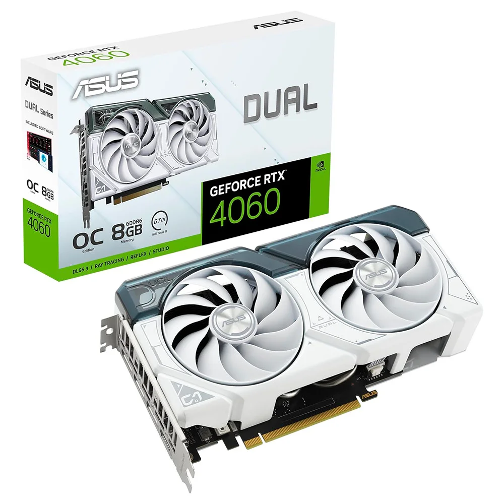 ASUS RTX 4060 DUAL OC WHITE 8GB おまけ付き Placa De Vídeo RTX 4060 Asus Nvidia Dual Oc KaBuM