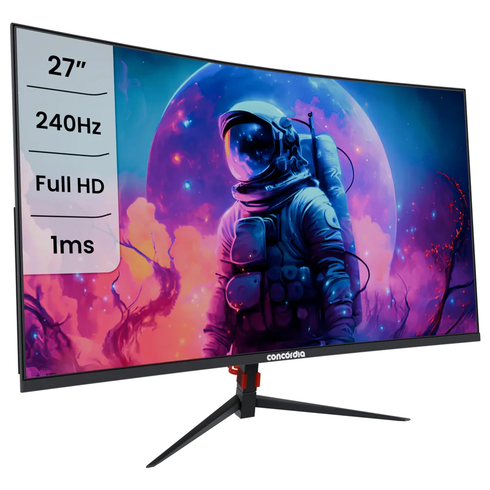 Monitor Concórdia Gamer Curvo 27" CZ270F, 240hz, Led Full HD, 1ms, 2 HDMI, 2 DP, Freesync Premium sRGB 99% Monitor Concórdia Gamer Curvo 27" CZ270F, 240hz, Led Full HD, 1ms, 2 HDMI, 2 DP, Freesync Premium sRGB 99%