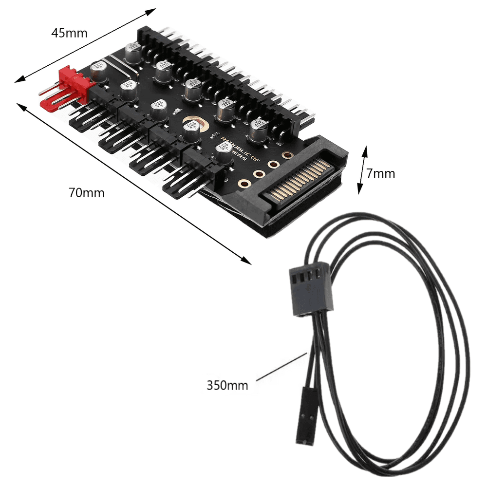 Imagem 3 de 5 do produto Hub Controlador Pwm Alloyseed, 4 Pinos, 10 Portas, Alimentação Sata, Compatível com 3 pinos