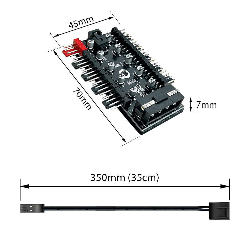 Imagem 4 de 5 do produto Hub Controlador Pwm 4 Pinos, 10 Portas, Alimentação MOLEX, Compatível com 3 pinos
