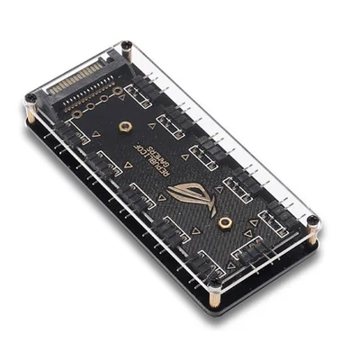 Hub Divisor Alloyseed, para ARGB, 5v, 3 Pinos, 10 Portas, Com proteção de acrílimo 3mm, Alimentação SATA