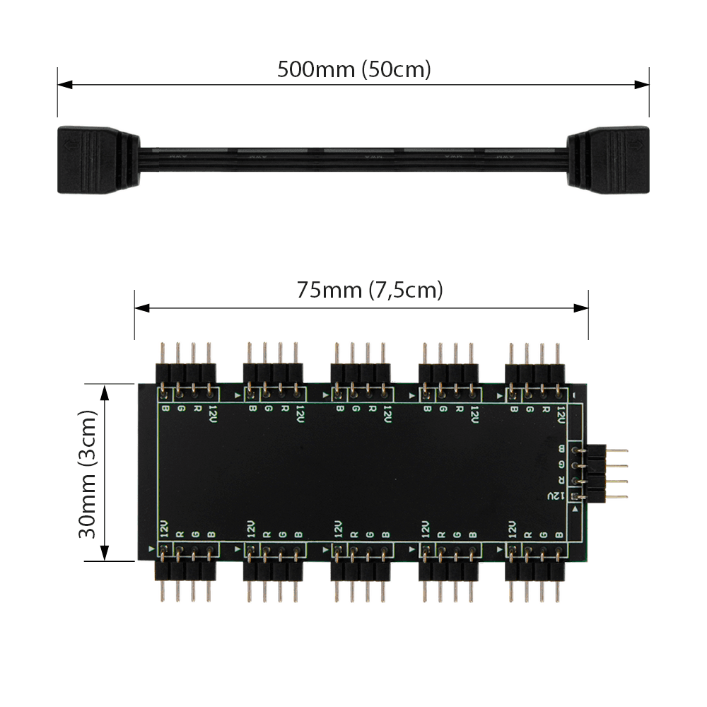 Imagem 3 de 5 do produto Hub Asus, Multi RGB 12v, 4 Pinos Divisor RGB, Até 10 Fans