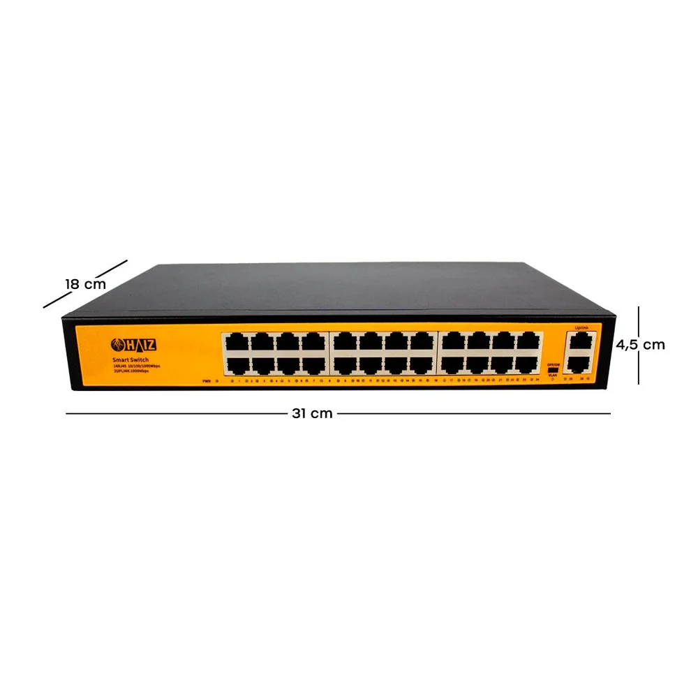 Imagem 2 de 4 do produto Switch Poe 24 Portas Gigabit + 02 P/ Uplink Gb - Hz-2402gbpoe