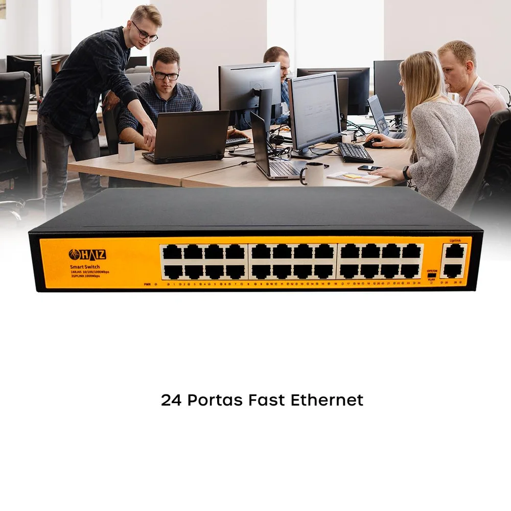 Imagem 4 de 4 do produto Switch Poe 24 Portas Gigabit + 02 P/ Uplink Gb - Hz-2402gbpoe