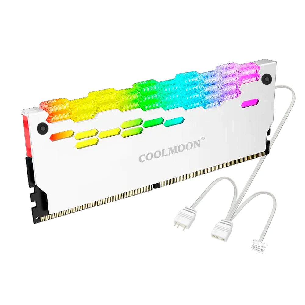 Dissipador De Calor Memória RAM ARGB 5V 3 Pinos Controlável Cor: Branco Dissipador De Calor Memória RAM ARGB 5V 3 Pinos Controlável Cor: Branco