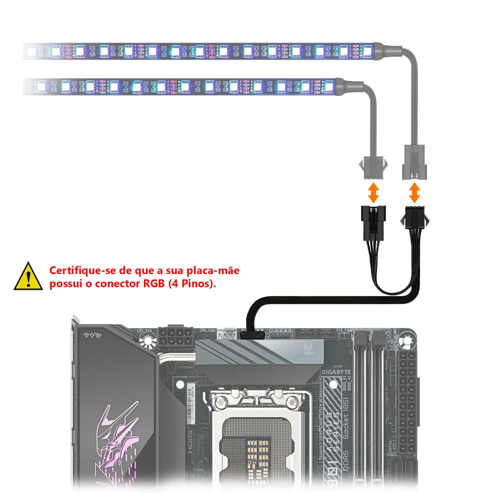 Imagem 3 de 4 do produto Cabo Adaptador VDG, 4 Pinos Para RGB 12V, Compativel com Gigabyte e Lian-li