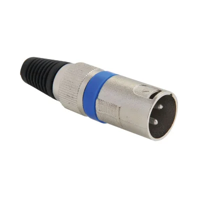 Conector Xlr Macho 3 Pinos Azul Genérico Pacote C/5 Unidades