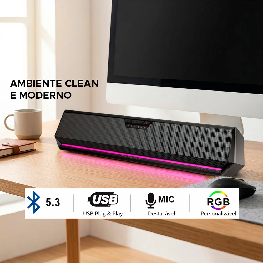 Soundbar Gamer G1500 Bar Edifier, Led, Bluetooth 5.3, 5W RMS, Preto Soundbar Gamer G1500 Bar Edifier, Led, Bluetooth 5.3, 5W RMS, Preto
