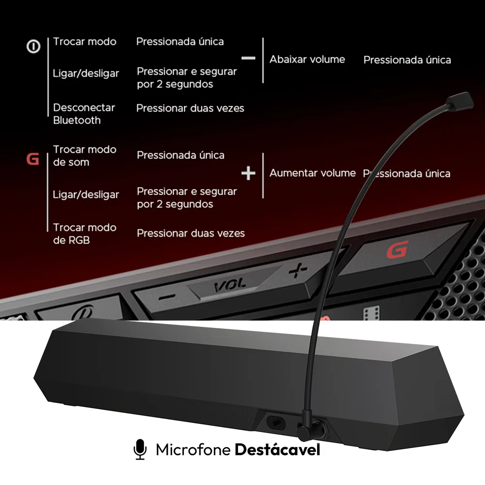 Soundbar Gamer G1500 Bar Edifier, Led, Bluetooth 5.3, 5W RMS, Preto Soundbar Gamer G1500 Bar Edifier, Led, Bluetooth 5.3, 5W RMS, Preto